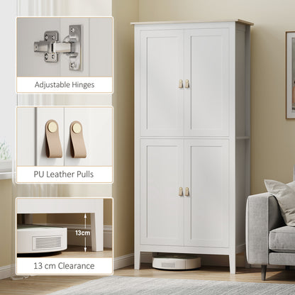 176.5 cm Tall Pantry Cupboard with Motion Sensor LED Light - White