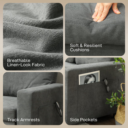 Pull Out Sofa Bed with 113 x 49cm storage space - Charcoal Grey