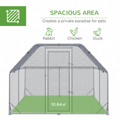 Walk In Chicken Run Chicken Coop with Roof Outdoor for 10-12 Chickens, Hen House, Duck Pen, 2.8 x 3.8 x 2 m