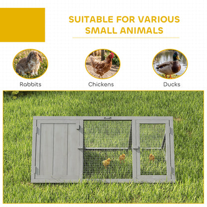 Rabbit Hutch, Wooden Guinea Pig Hutch with Run and Doors, Outdoor Triangle Bunny House for Rabbits,Duck and Chicken