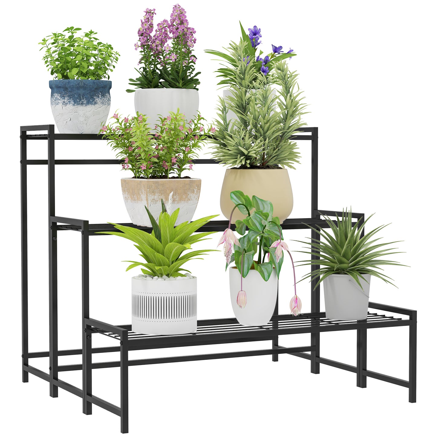 Three-Tier Metal Plant Shelf - Black