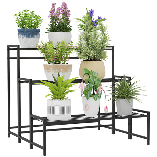 Three-Tier Metal Plant Shelf - Black