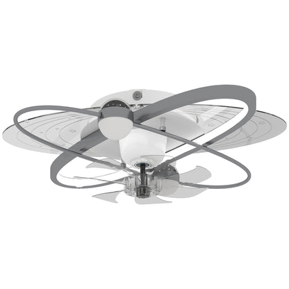 Ceiling Fan with Light and Remote, 3 Colour Temperatures, LED Mount Ceiling Fan Light for Bedroom, Silver Tone