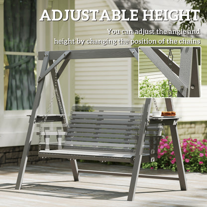 Three-Seater Wooden Swing Bench, Dark Grey