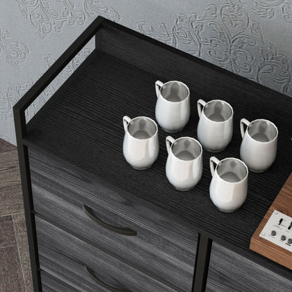 Rustic Chest of Six Fabric Drawers - Black