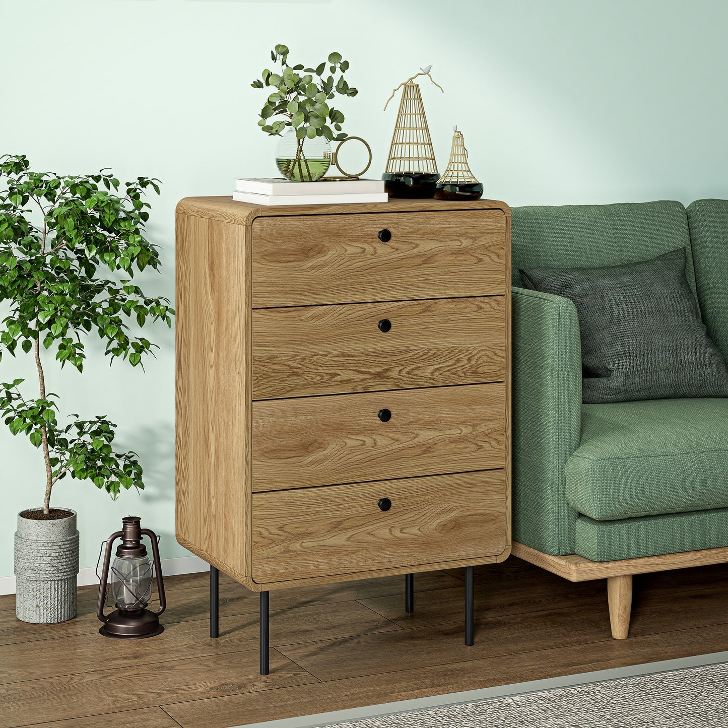Modern Chest of Drawers with 4 Drawers - Oak