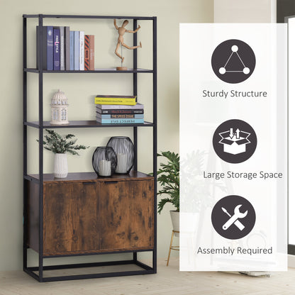 Industrial Bookshelf, Storage Shelf, Large Bookcase with 3 Open Shelves, Multifunctional Rack for Living Room, Office