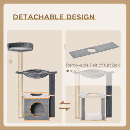 Cat Tree for Indoor Cats 95cm Climbing Tower Kitten Activity Center