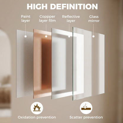 Wall-Mounted Bathroom Mirror, 70 x 50 cm Wall Mirror for Living Room, Bedroom, Hallway, White