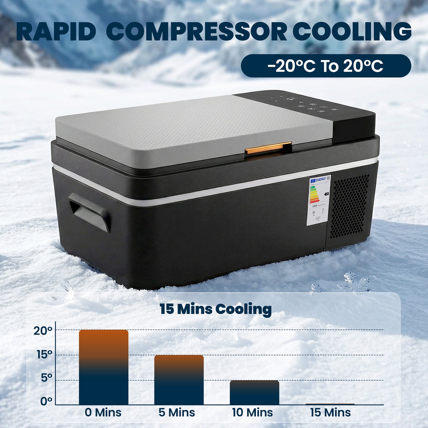 20L Compressor Car Fridge Freezer, Camping Refrigerator with App Control, 12/24V DC and 100-240V AC
