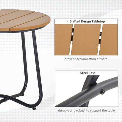 Round Outdoor Side Table Adjustable Leg Pads Garden Table 49 x 49 x 48 cm Natural Wood & Black