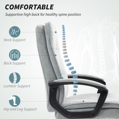 Linen-Look Double-Padded Office Chair - Grey