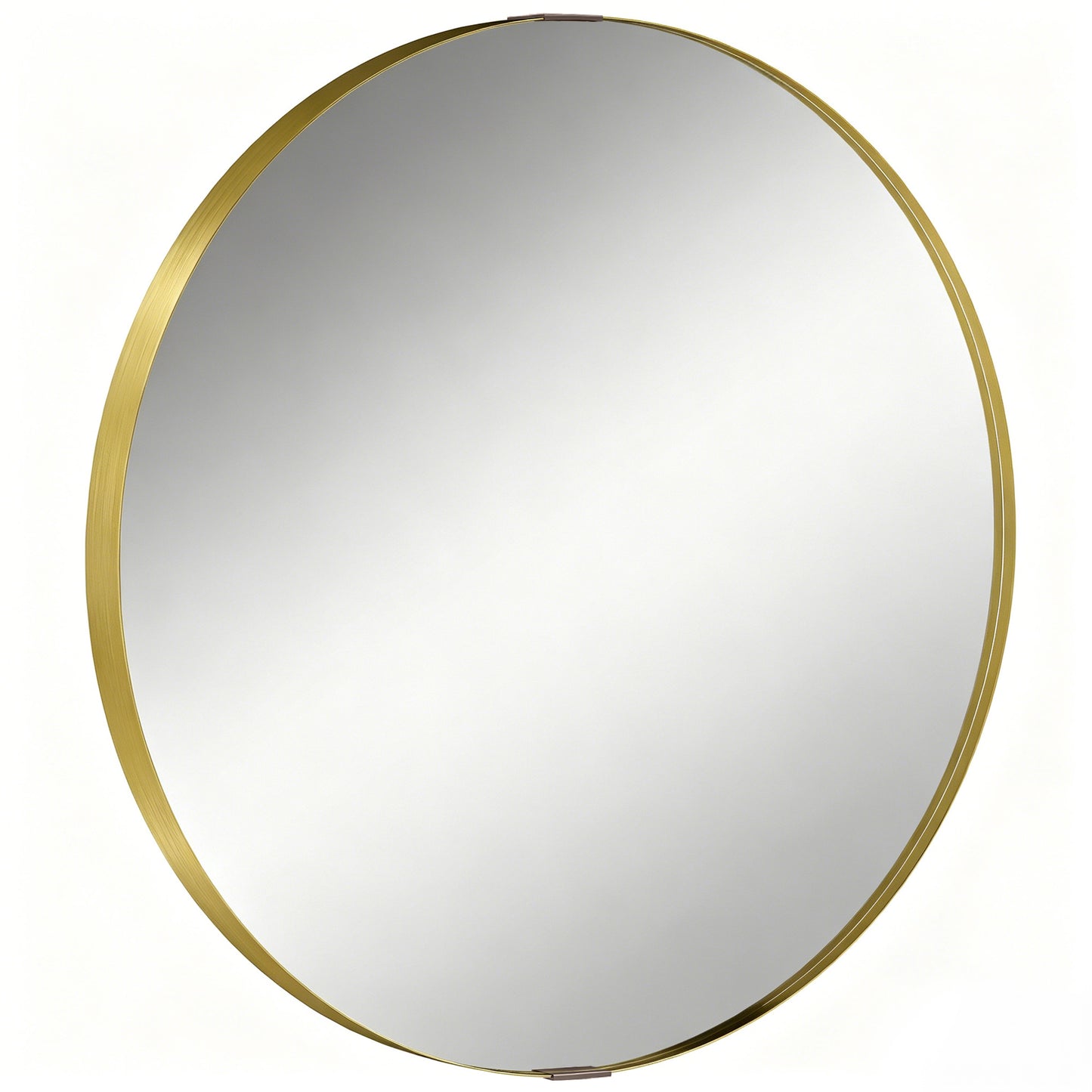 Round Wall Mirror 61 cm, Wall Mounted Bathroom Mirror with Tempered Safety Glass and Aluminium Alloy Frame, Gold Tone
