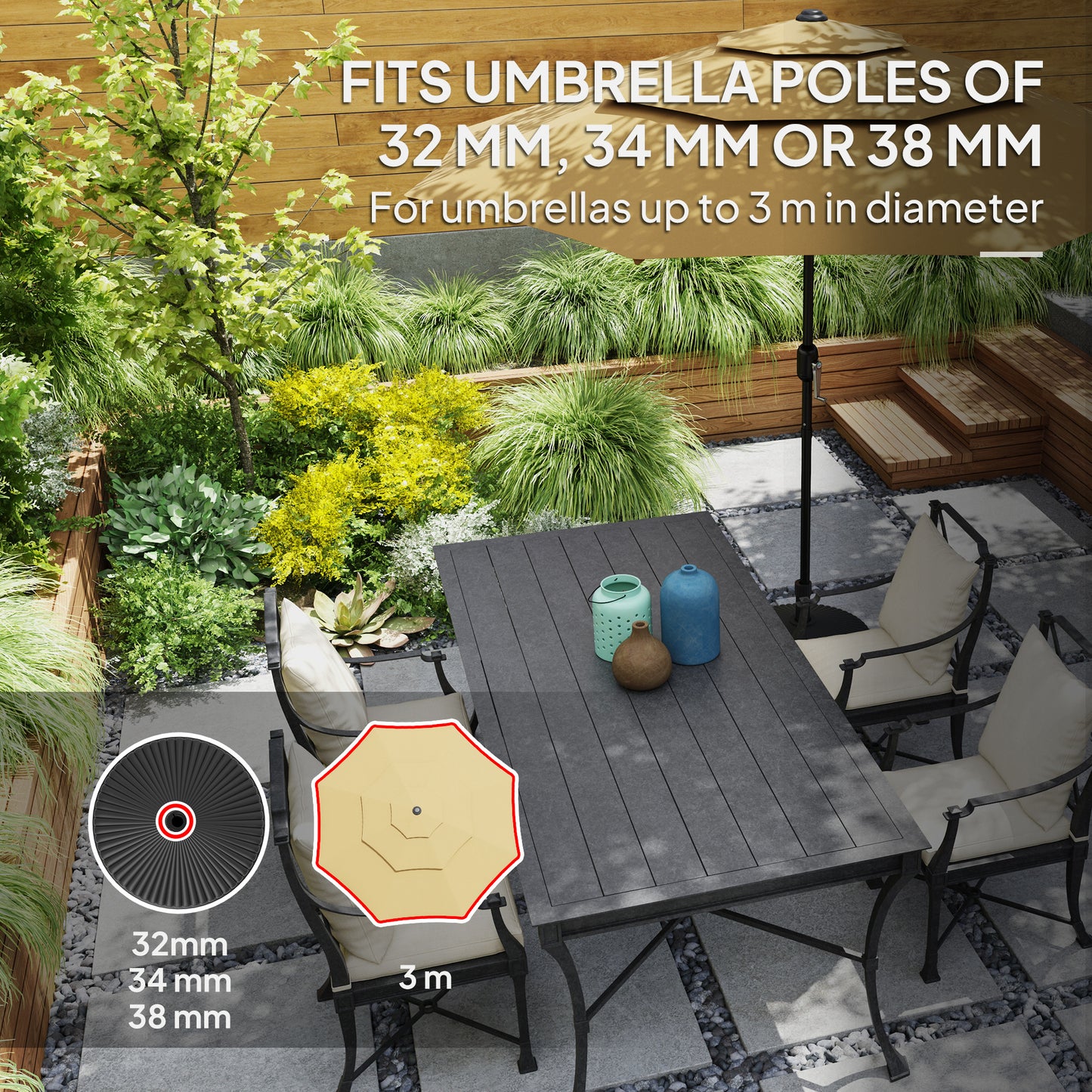Garden Parasol Base Holder, 28kg Sand Filled, 23kg Water Filled, Sun Umbrella Base, Φ55 x 30H cm Black