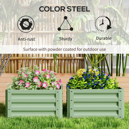 Set of Two 60 x 60cm Steel Planter Boxes - Light Green