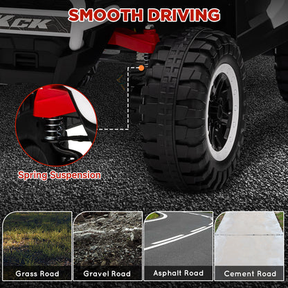 2 Seater 24V 7AH Ride on Truck, Battery Powered Electric Ride On Car w/ Remote, Suspension, 3 Speeds, White
