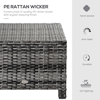 Rattan Footstool Wicker Ottoman with Padded Seat Cushion Outdoor Patio Furniture for Garden Poolside Living Room