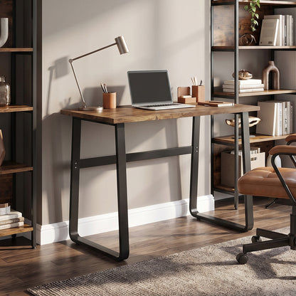 Industrial Writing Desk With Metal Legs, 100 x 58 x 74.5cm, Rustic Brown and Black