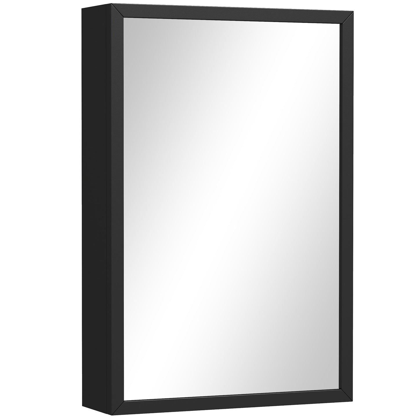 Bathroom Cabinet with Mirror, Wall Mounted Bathroom Mirror Cabinet with Storage Shelves, 40 x 12 x 60 cm, Black
