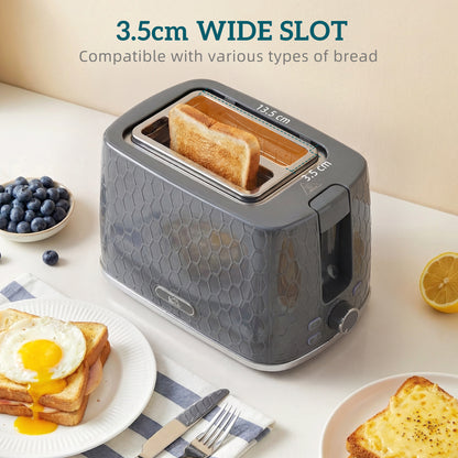Kettle and Toaster Set, 1.7L 3000W Rapid Kettle with Limescale Filter, 2 Slice Toaster with 7 Browning Controls, Grey