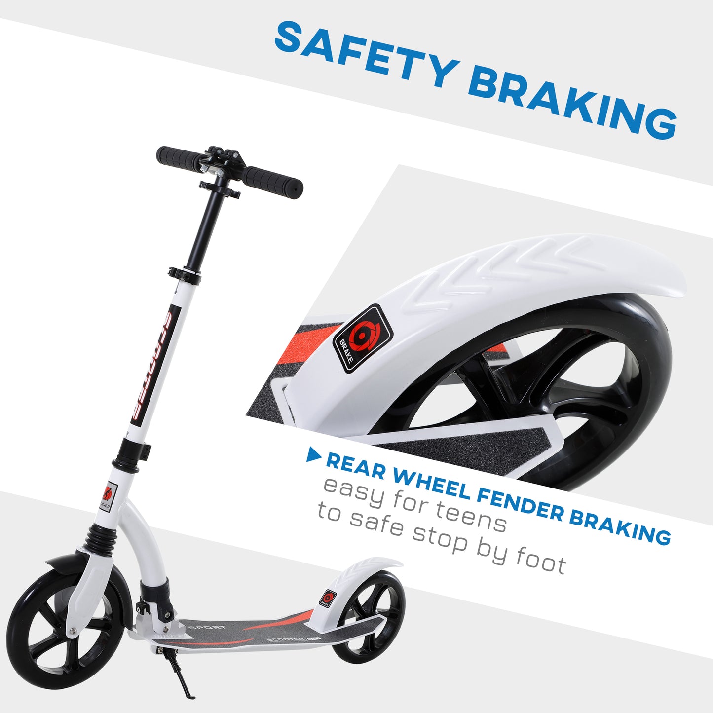 Foldable Kick Scooter with Double Shock Absorption and Big Wheels
