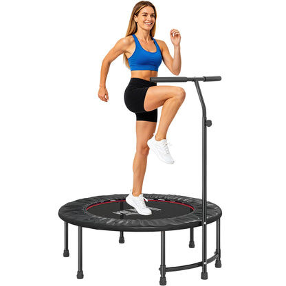 40" Fitness Trampoline with Adjustable Handle, Rebounder Trampoline, Mini Jumper for Indoor Exercise Workout, Black