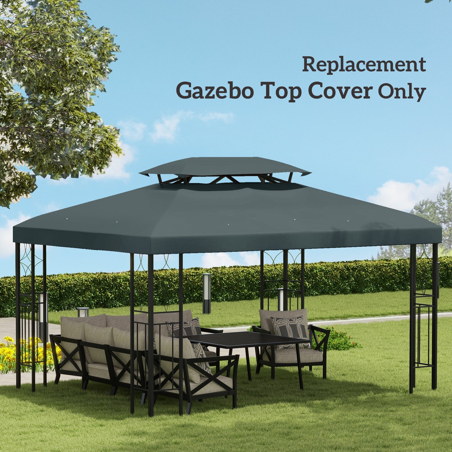 Gazebo Roof Replacement, for 3 x 4m Frames - Grey