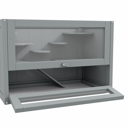 Wooden Hamster Cage Mouse Mice Rodent Small Animals Hutch Exercise Play House 60 x 35 x 42cm, Grey