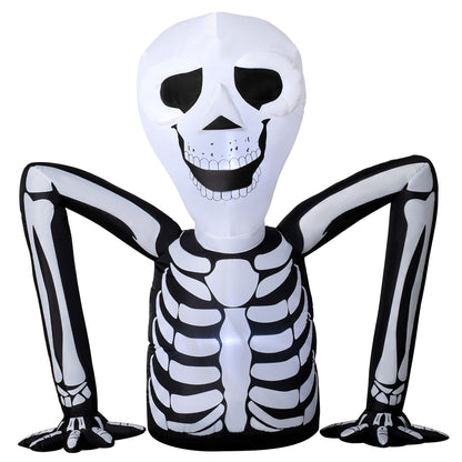 Inflatable Ground Crawling Skeleton, Scary Halloween Decoration with Built-in LED Lights for Indoor Outdoor Decor