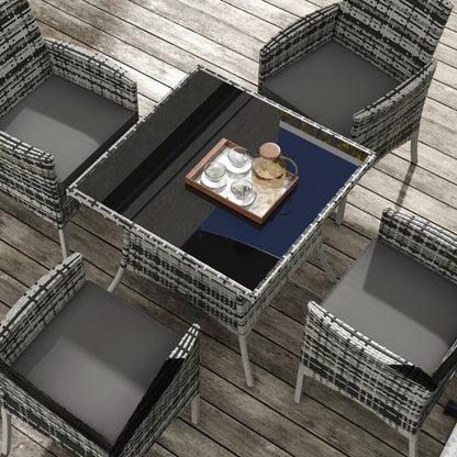 Five-Pieces Rattan Dining Set - Mixed Grey