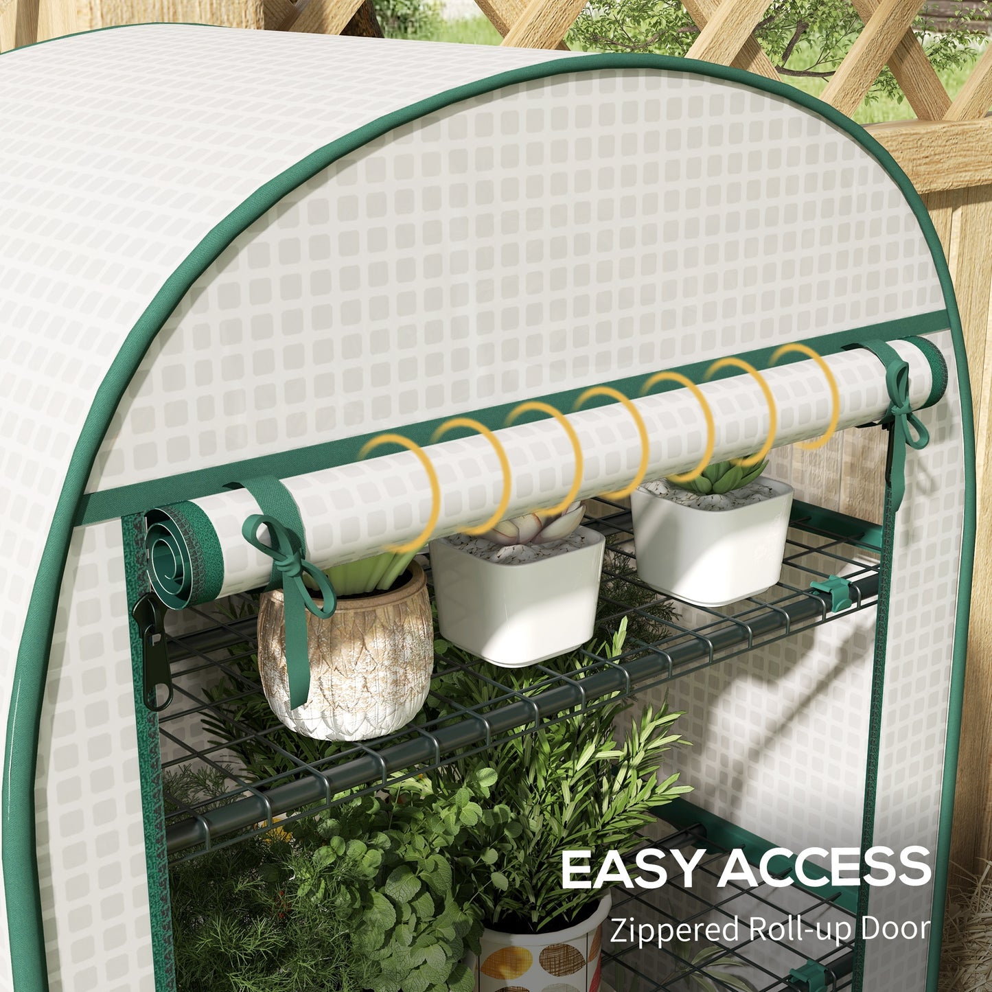 4 Tier Mini Greenhouse for Outdoor, Portable Gardening Plant Green House with Storage Shelf, Roll-Up Zipped Door