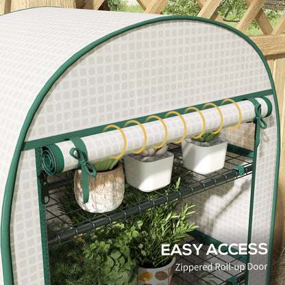 4 Tier Mini Greenhouse for Outdoor, Portable Gardening Plant Green House with Storage Shelf, Roll-Up Zipped Door