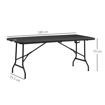 Folding Garden Dining Table for 6, Rectangular Outdoor Dining Table with HDPE Tabletop, Foldable Garden Table