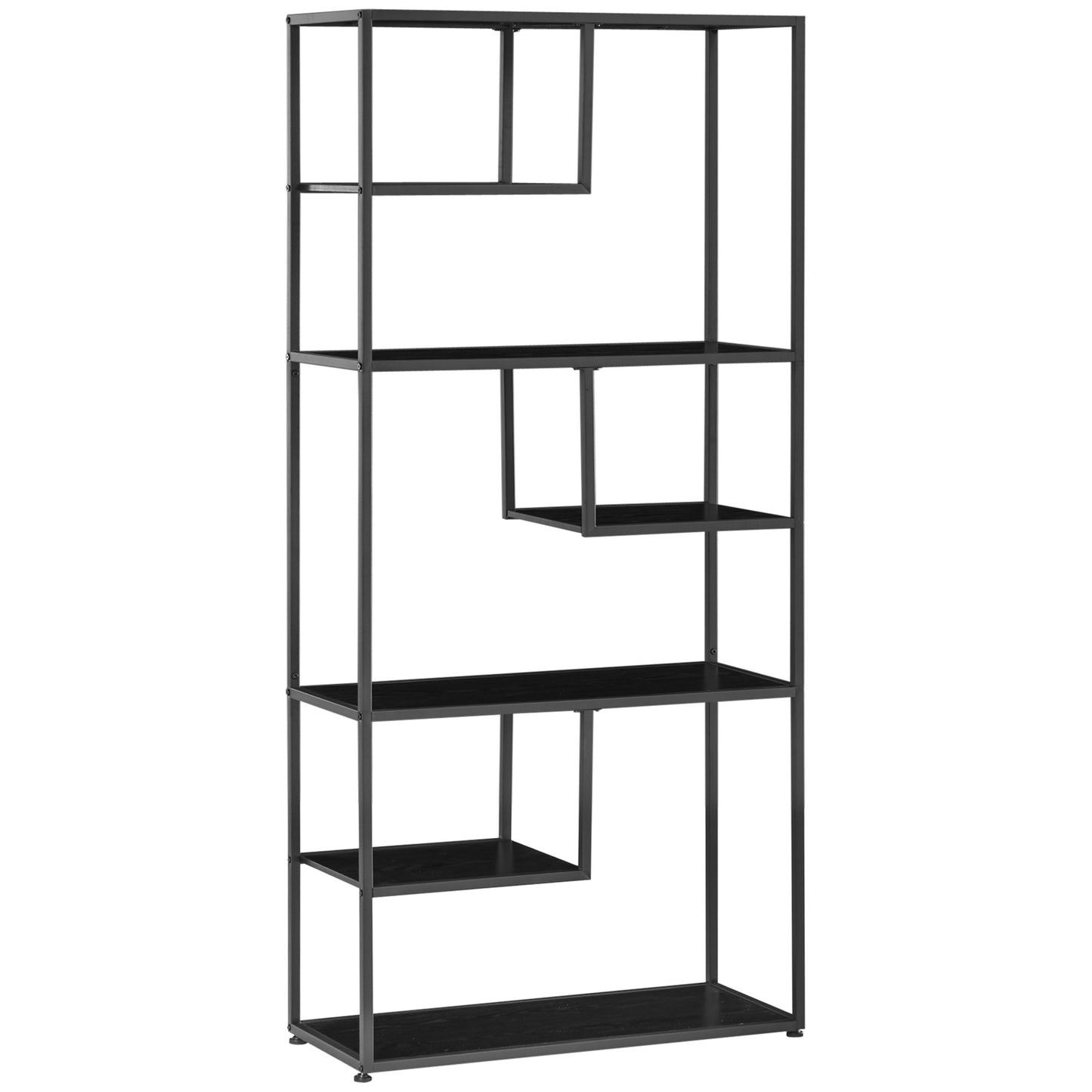 Industrial Accent Display Rack 7 Tier Bookcase, Display Rack for Living Room, Office, Bedroom, Black