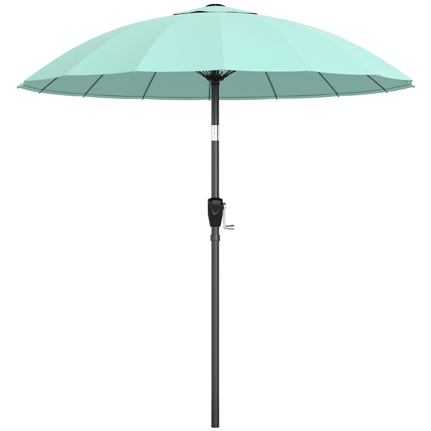2 m Shanghai Garden Parasol Umbrella with 16 Fibreglass Ribs, Outdoor Parasol Sun Shade with Crank & Tilt, Turquoise