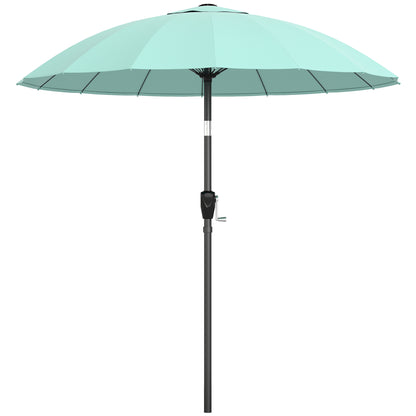 2 m Shanghai Garden Parasol Umbrella with 16 Fibreglass Ribs, Outdoor Parasol Sun Shade with Crank & Tilt, Turquoise