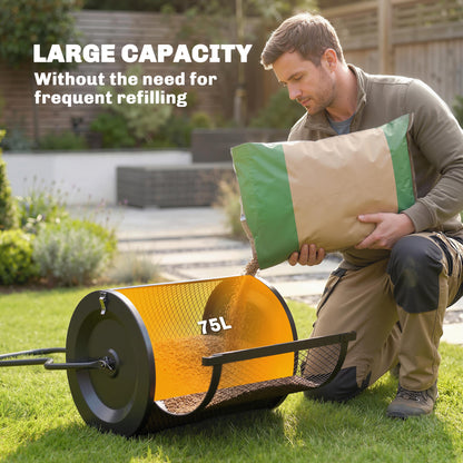 Compost Spreader, 20" Peat Moss Spreader with Detachable U-Shaped Handle and Metal Mesh Basket