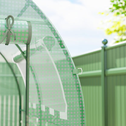 Walk in Polytunnel Greenhouse, Green House for Garden with Roll-up Window and Door, 1.8 x 1.8 x 2 m, Green