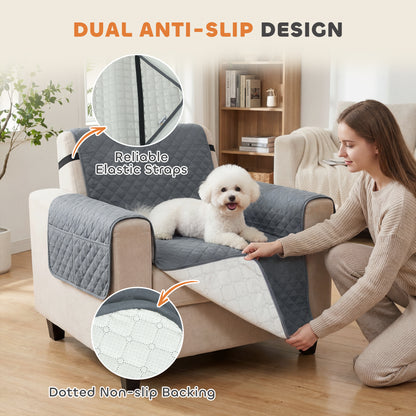 Waterproof Sofa Cover, Soft Couch Cover for Dogs Cats Pets, Non Slip Sofa Slipcoevr with Elastic Straps