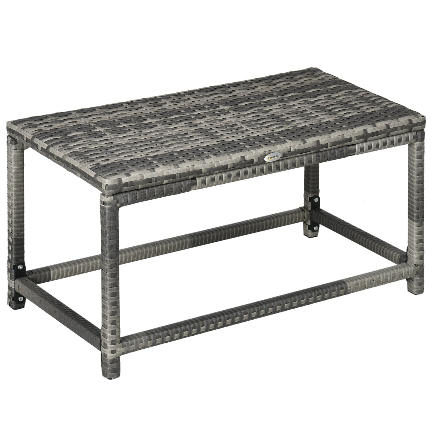 Outdoor Coffee Table Side Table with Rectangular Shape Frame for Patio, Balcony, Mixed Grey