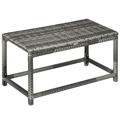 Outdoor Coffee Table Side Table with Rectangular Shape Frame for Patio, Balcony, Mixed Grey