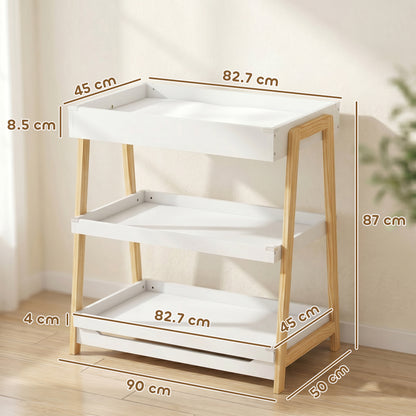 Baby Changing Table with 2 Storage Shelves, Nursery Diaper Changing Unit with Waterproof Changing Mat, White