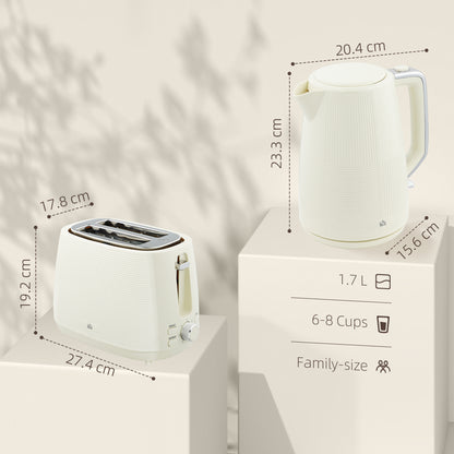 Kettle and Toaster Set, 1.7L 3000W Fast Boil Kettle & 2 Slice Toaster Kitchen Set with 7 Level Browning Controls, Defrost