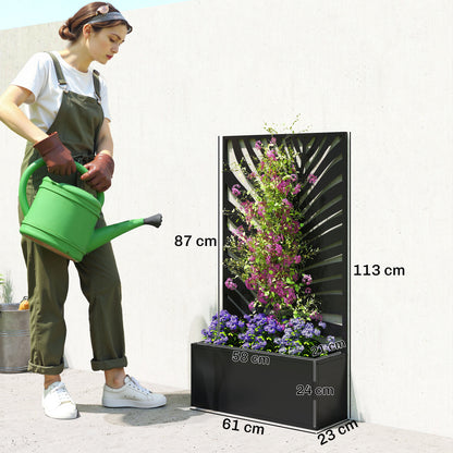 Metal Garden Bed for Garden with Trellis, Wall Mounted or Freestanding Raised Planter with Privacy Screen