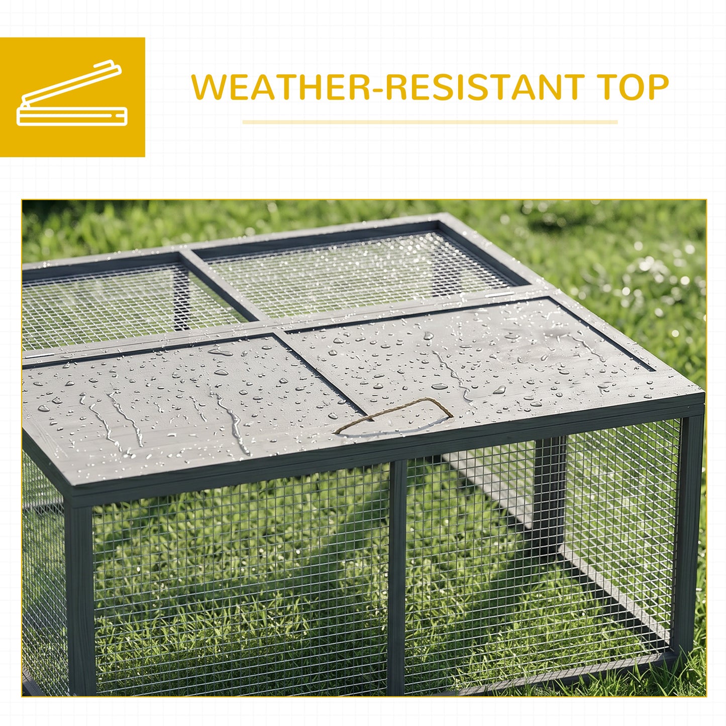 Wooden Folding Rabbit Hutch, for 2-3 Rabbits - Grey