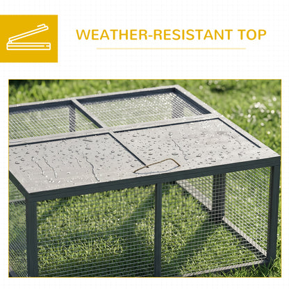 Wooden Folding Rabbit Hutch, for 2-3 Rabbits - Grey