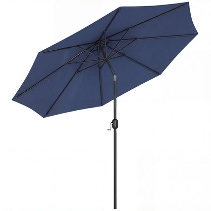 3 m Garden Parasol Umbrellas, Outdoor Sun Shade with 8 Ribs, Tilt and Crank Handle, Navy Blue