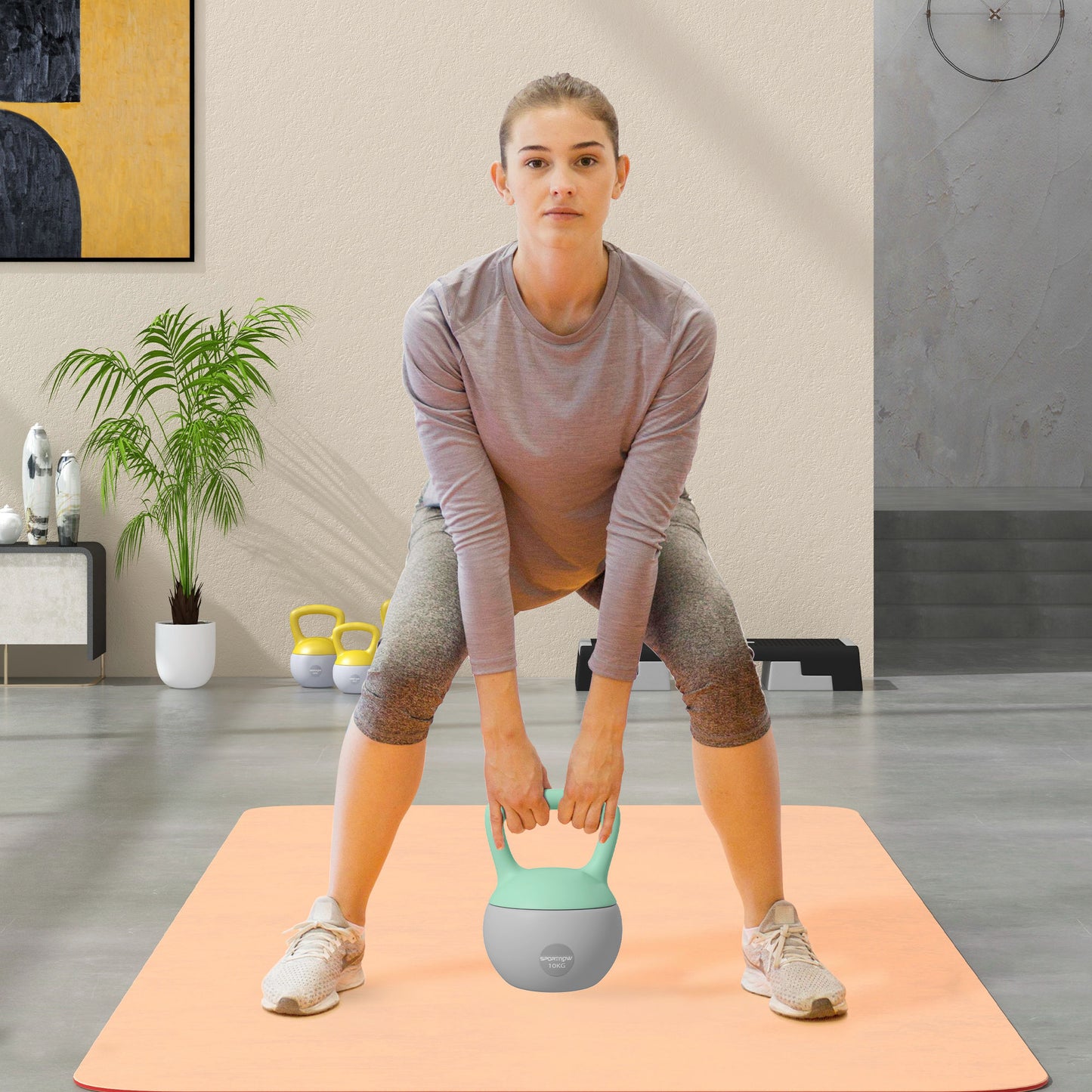 10KG Soft Kettlebell, Kettlebell with Non-Slip Handle for Home Gym, Weight Lifting, Strength Training, Green/Grey