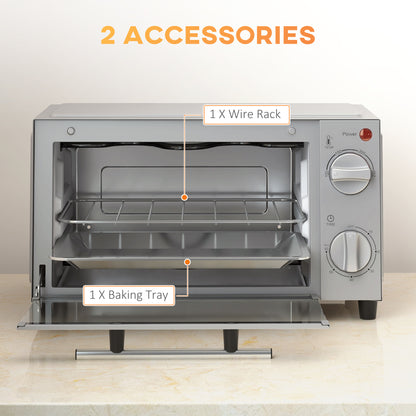 Mini Oven, 9L Countertop Electric Grill, Toaster Oven with Adjustable Temperature, Timer