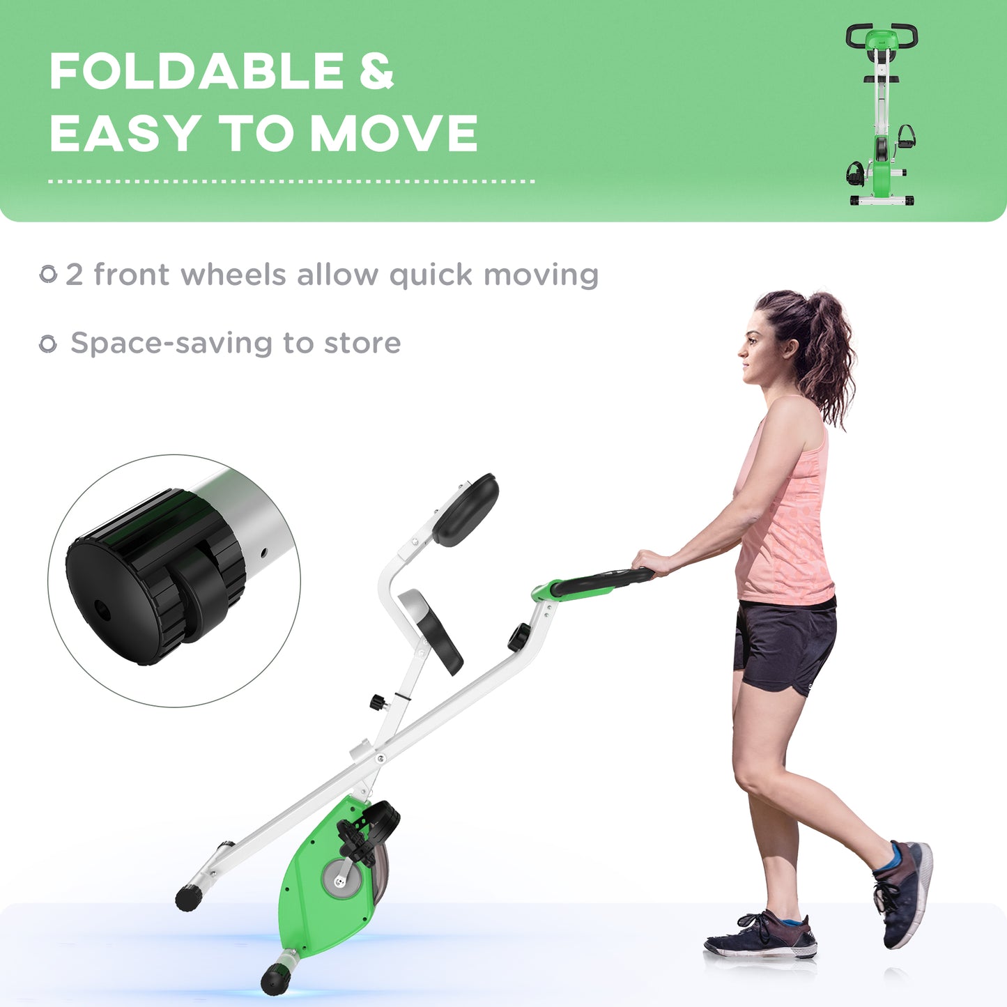 Folding Exercise Bike, Fitness Bicycle Indoor Trainer, Quiet 8-Level Magnetic Resistance, with LCD Monitor